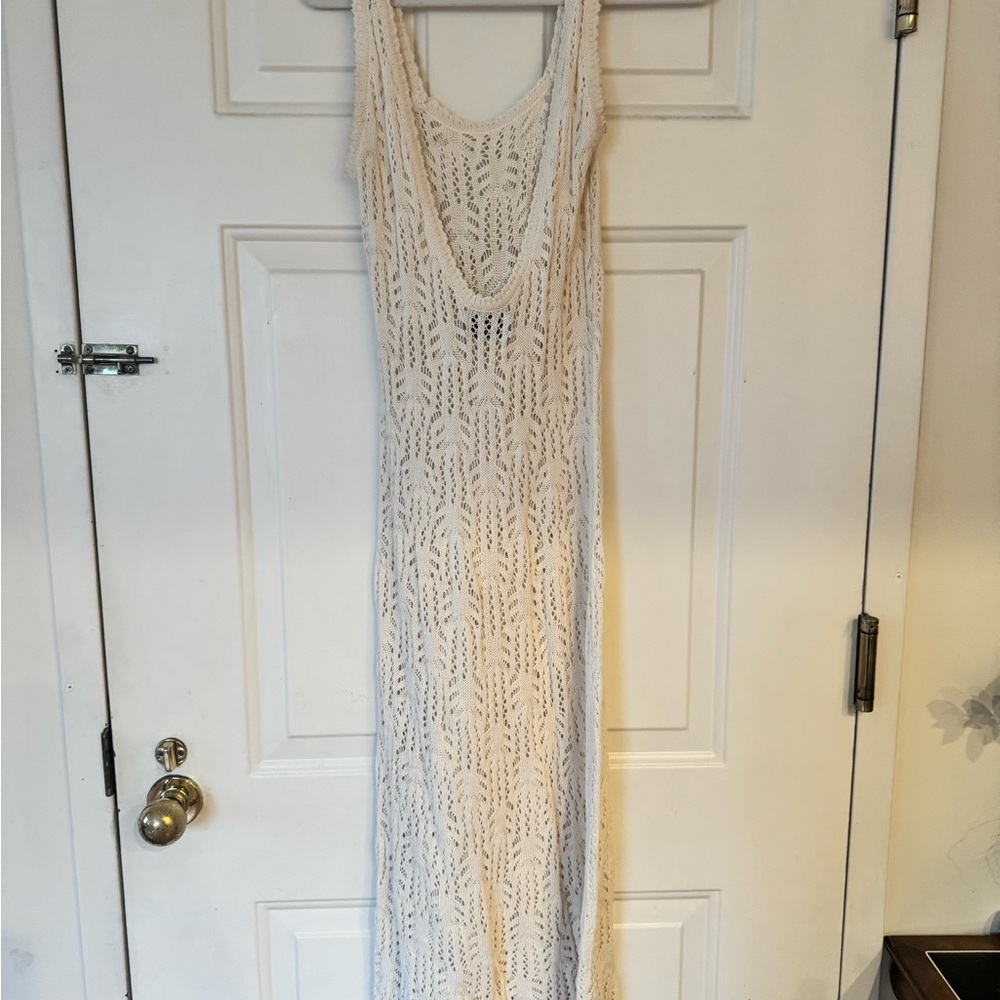Aqua cream lace / crochet dress - Picture 3 of 6